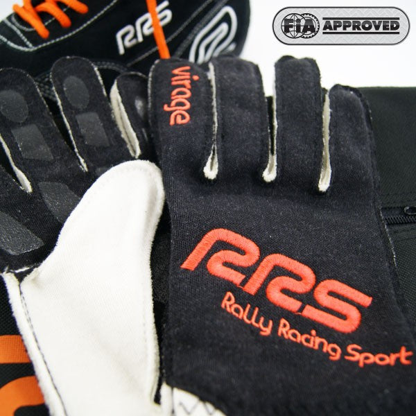 RRS Virage2 racing gloves - Black logo Orange - FIA 8856-2018