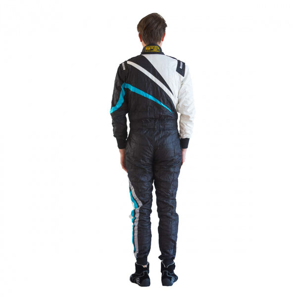 Race suit RRS FIA EVO Dynamic Black / Light Blue - FIA 8856-2018